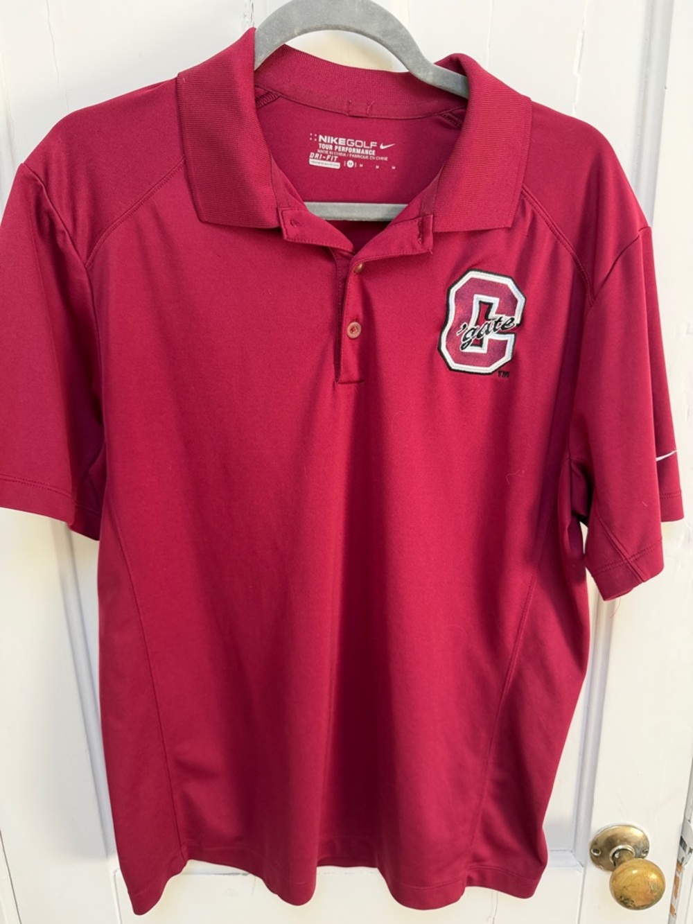 Nike Crimson Red Golf Polo with Embroidered C Logo